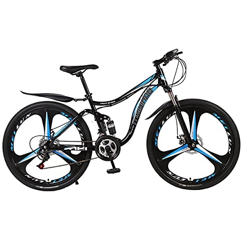 Mountain Bike : HHKAZ 21 / 24 / 27 Speed Off-Road Soft Tail Mountain Bike 24 / 26" Mountain Bike Adult Double Disc Brake Full Suspension Outdoor Sports Bike High Carbon Steel Frame