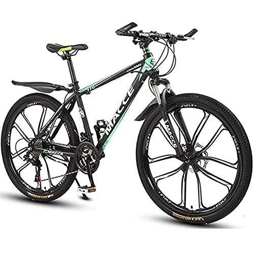 Mountain Bike : HHORB Mountain Bike Youth Adult Mens Womens Bicycle MTB Mountain Bike, 26 Inch Women / Men MTB Bicycles Lightweight Carbon Steel Frame 21 / 24 / 27 Speeds with Front Suspension Mountain Bike, Green, 24speed