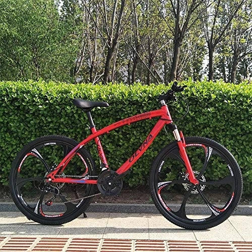 Mountain Bike : High Carbon Steel Adult Mountain Bike, RNNTK One-in-one Wheel Disc Brake Bike Men And Women Bike, Outroad Mountain Bike Road Bicycle A Variety Of Colors G -30 Speed -26 Inches