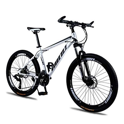 Mountain Bike : High Carbon Steel Mens MTB, SHIMANO Derailleur 30-Speed Mountain Bike Bicycle, Dual Disc Brakes, Suspension Outroad Bicycles, for Outdoor Adventures