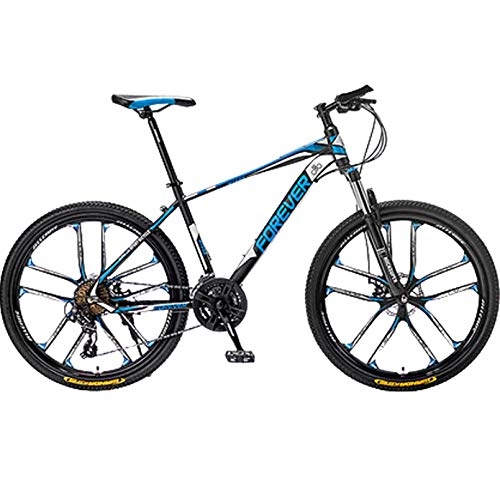Mountain Bike : High Carbon Steel Mountain Bike / Bicycles 30-Speed, MTB 24 / 26 / 27.5 Inch Hard Tail Mountain Bicycle, Dual Disc Brakes, Outroad Bicycle for Mens Womens Student, Black And Blue, 27.5 Inch