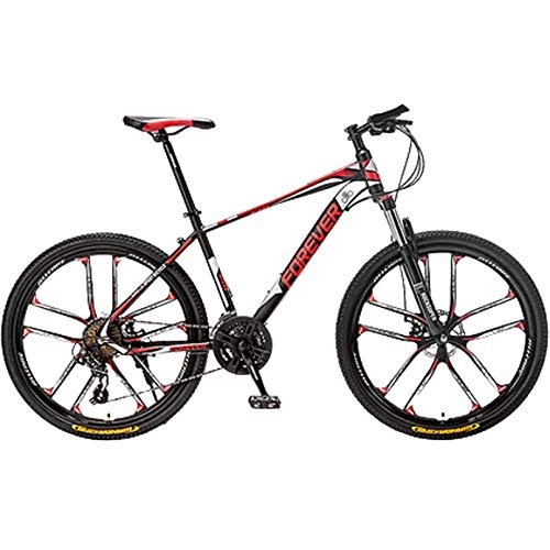 Mountain Bike : High Carbon Steel Mountain Bike / Bicycles 30-Speed, MTB 24 / 26 / 27.5 Inch Hard Tail Mountain Bicycle, Dual Disc Brakes, Outroad Bicycle for Mens Womens Student, Black And Red, 24 Inch