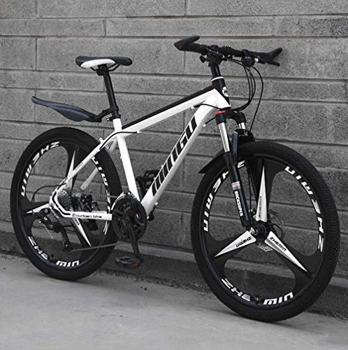 Mountain Bike : High-carbon Steel Mountain Bike - Dual Suspension Commuter City Hardtail Bicycle (Color : White, Size : 27 Speed)