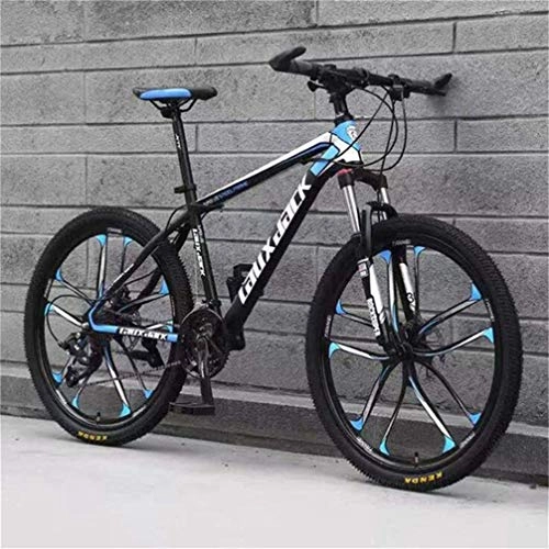Mountain Bike : High-carbon Steel MTB Bicycle, 26 Inch Wheel Dual Disc Brakes Sports Leisure (Color : Black blue, Size : 21 speed)