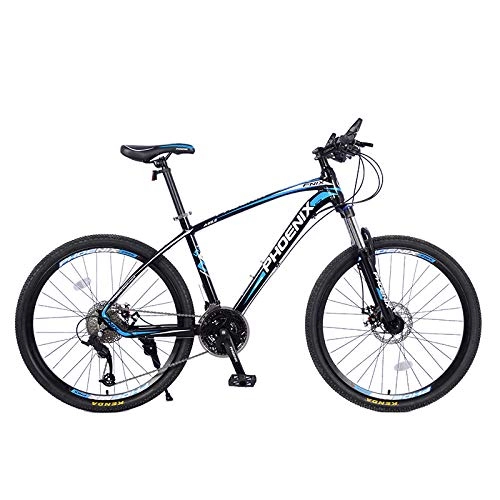 Mountain Bike : High-end mountain bike 26-inch micro-rotation 27-speed-33 speed race off-road bicycle aluminum alloy wheel front and rear disc brakes shock absorber front fork black blue@33-speed spoke wheel black an