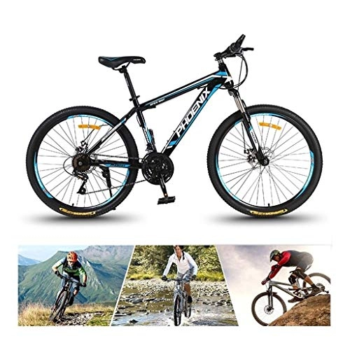 Mountain Bike : High Timber Youth And Adult Mountain Bike, Aluminum And Steel Frame Options, 24 Speeds, 24 / 26-Inch Wheels, Disc Brake Bicycle, Trail Bike High Carbon Steel Bicycle ( Color : Black-blue , Size : 26in )
