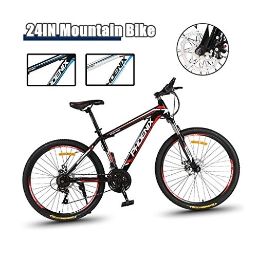 Mountain Bike : High Timber Youth And Adult Mountain Bike, Aluminum And Steel Frame Options, 24 Speeds, 24 / 26-Inch Wheels, Disc Brake Bicycle, Trail Bike High Carbon Steel Bicycle ( Color : Black-red , Size : 26in )