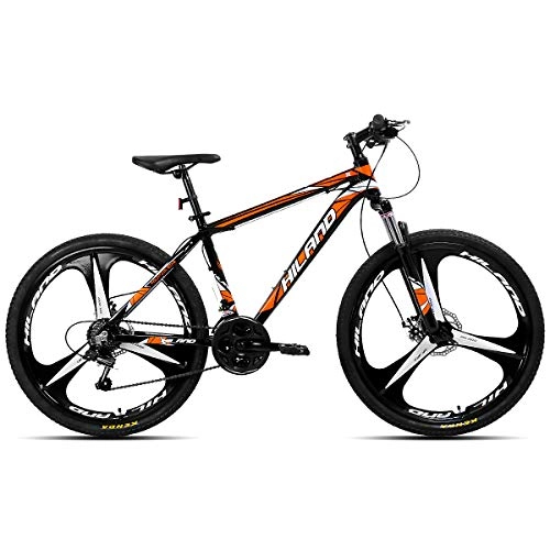 Mountain Bike : Hiland 26 Inch Mountain Bike Aluminum with 17 Inch Frame Disc-Brake 3 / 6-SpokeS, Orange…