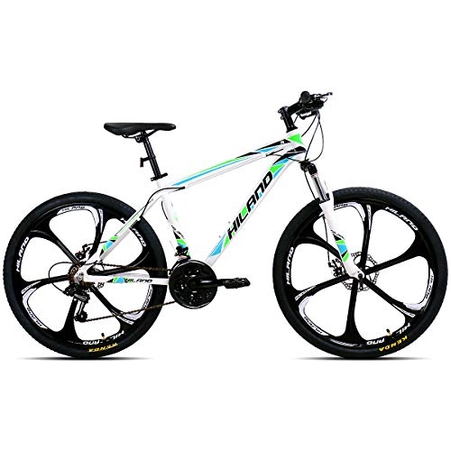 Mountain Bike : Hiland 26 Inch Mountain Bike Aluminum with 17 Inch Frame Disc-Brake 3 / 6-SpokeS, White