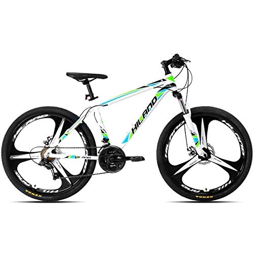 Mountain Bike : Hiland 26 Inch Mountain Bike Aluminum with 17 Inch Frame Disc-Brake 3 / 6-SpokeS, White…