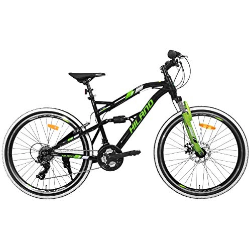 Mountain Bike : Hiland 26 Inch Mountain Bike for Men 21-Speed MTB Bicycle 18 Inch Dual-Suspension Urban Commuter City Bicycle Black&Green