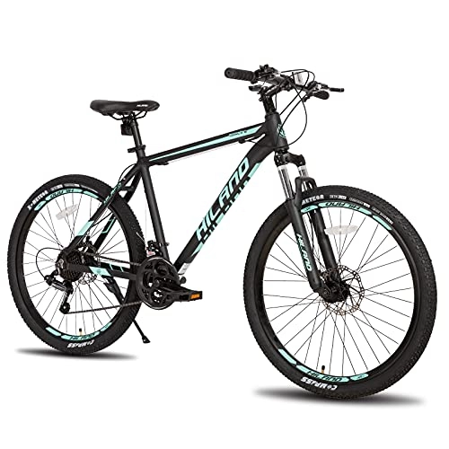 Mountain Bike : Hiland 26 Inch Mountain Bike, Mens Mountain Bike with 17 inch Aluminium Frame, Shimano 21 Speed Disc Brake, Suspension Fork, Black…
