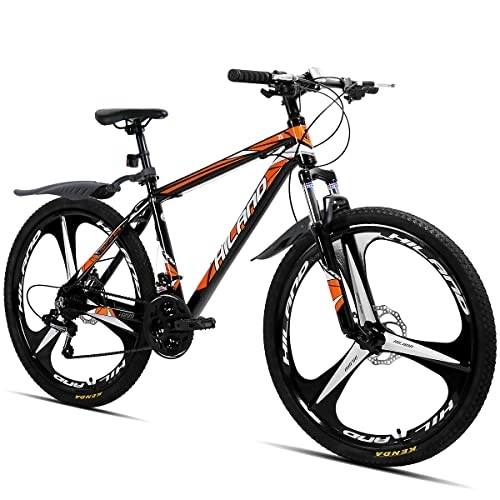 Mountain Bike : Hiland 26 Inch Mountain Bike with 17 Inch Aluminum Frame, Shimano 21 Speeds with Disc-Brake, 3 Spokes Wheels for Men Women Men's Mountain Bike, Black…