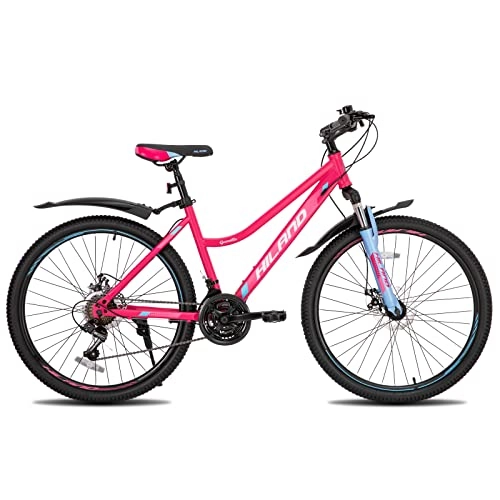 Mountain Bike : Hiland 26 Inch Wheels Mountain Bike with Shimano 21 Speed, Mountain Bike with Suspension Fork for Women.Pink
