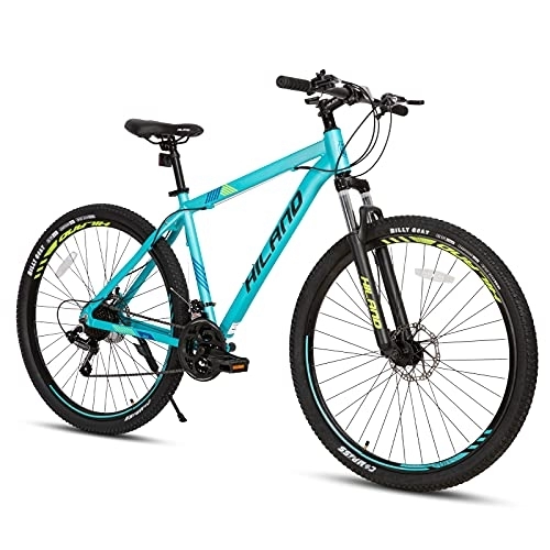 Mountain Bike : Hiland 29 Inch Mountain Bike with 482MM Aluminum Frame, Mens Mountain Bike with Disc Brake, 21 Speed Mountain Bike with Suspension Fork, SHIMANO Rear Derailleur, Blue for women and man