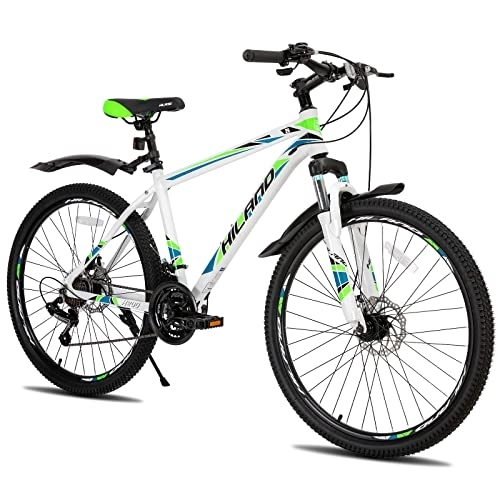 Mountain Bike : Hiland Mountain Bike, Shimano 21 Speeds Drivetrain, Aluminum Frame 26 Inch Wheels, with Disc-Brake for Men Women Men's MTB Bicycle, White