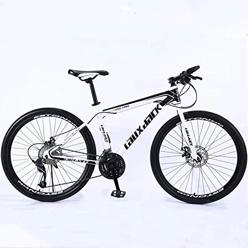 Mountain Bike : HIRUNS 26-inch Mountain bike High-carbon Steel Frame 21-speed Dual-disc Mountain bike, Suitable for Men, Women and Teenagers-EU STOCK (white-black)