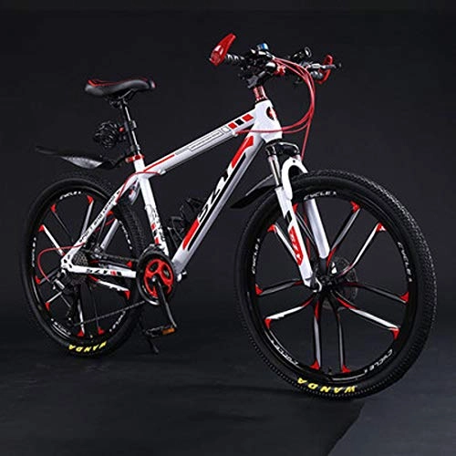 Mountain Bike : hj Mountain Bike, 26 Inch High Carbon Steel Lightweight Aluminum Alloy Pedal Adult Student Bicycle 21, 27 Speed Skeleton Disc Brakes Sports Student Bike, C, 27speed