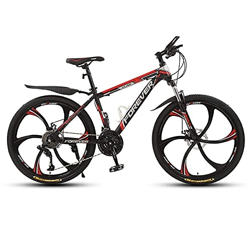 Mountain Bike : HJRBM 26 Inch Mountain Bikes， 24-Speed Bicycle， Lightweight And Durable， High Carbon Steel， for Outdoors Sport， 6 Cutter Wheels， Black Red fengong