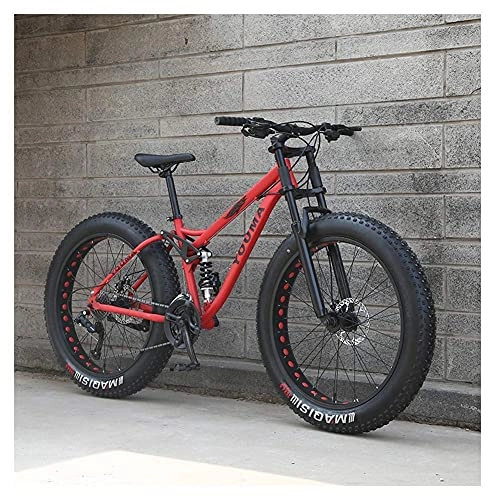 Mountain Bike : HJRBM 26 inch Mountain Bikes， Adult Boys Girls Mountain Trail Bike， Dual Disc Brake Bicycle， High-Carbon Steel Frame， Anti-Slip Bikes，Blue，27 Speed fengong (Color : Red)