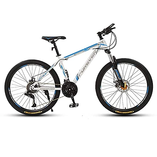 Mountain Bike : HJRBM 26 Inch Mountain Bikes， Suspension Frame Bicycles， High Carbon Steel Mountain Trail Bike， 24 Speed Gears， Gifts for Friends， White Blue fengong