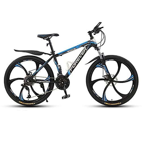 Mountain Bike : HJRBM Hardtail Mountain Bicycle， Road Bikes， 26 Inch Wheels， 21 Speed Outroad Bicycles， Double Disc Brake， 6 Spoke Wheels， Gifts for Friends(Black Blue) fengong