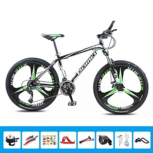 Mountain Bike : HLMIN 26'' Mountain Bike 3-Spoke Wheels 3 Speed Variable Speed Shock Absorption Dual Disc Brake Bicycle (Color : Green, Size : 24speed)