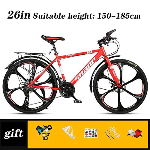 Mountain Bike : Hmcozy Mountain Bike, Hard-tail Mountain Bicycle, Dual Disc Brake and Front Suspension Fork, 26inch Mag Wheels, Red, 30 Speed