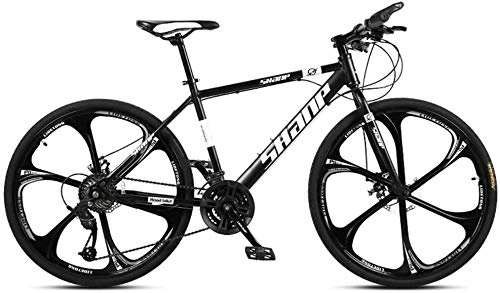 Mountain Bike : HongTeng 24 Inch Mountain Bikes, Dual Disc Brake Hardtail Mountain Bike, Mens Women High-carbon Steel All Terrain Alpine Bicycle (Color : 24 Speed, Size : Black 6 Spoke)