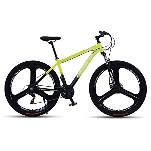 Mountain Bike : HTCAT Bicycle, Dual Disc Brake Commuter Bike, 24-27 Speed Mountain Bike, Aluminum Multi-color, Suitable for Road Trails Beach Snow Jungle. (Color : Yellow, Size : 24 speed)