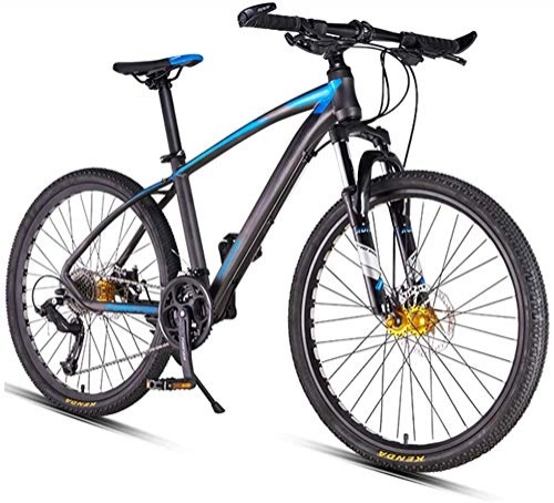 Mountain Bike : Hu 26inch 27-Speed Mountain Bikes, Dual Disc Brake Hardtail Mountain Bike, Mens Women Adult All Terrain Mountain Bike, Adjustable Seat & Handlebar (Color : Blue)