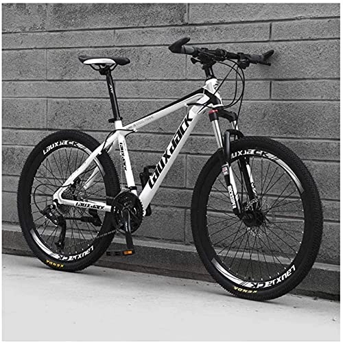 Mountain Bike : HUAQINEI durable bicycle, Outdoor sports 26" Front Suspension Variable Speed HighCarbon Steel Mountain Bike Suitable for Teenagers Aged 16+ 3 Colors, White Outdoor sports Mountain Bike Alloy frame