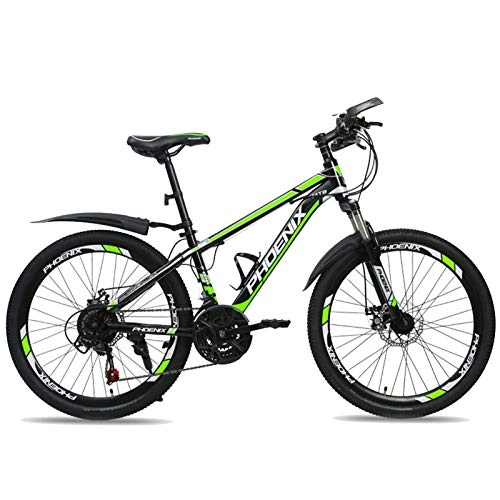 Mountain Bike : HUAQINEI Mountain Bike, 24 Inch 21-Speed Bicycle Full Suspension ?Gears Dual Disc Brakes Mountain Bicycle, 3 Colors