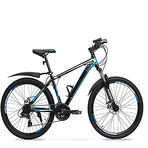 Mountain Bike : HUAQINEI Mountain bike bicycle, male and female adult bicycle 24 speed 26 inch lightweight aluminum alloy frame double disc brakes off-road racing, Black