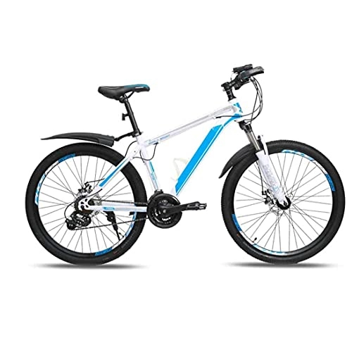 Mountain Bike : HUAQINEI Mountain bike bicycle, male and female adult bicycle 24 speed 26 inch lightweight aluminum alloy frame double disc brakes off-road racing, White
