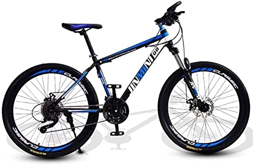 Mountain Bike : HUAQINEI Mountain Bikes, 24 inch mountain bike adult men and women variable speed mobility bicycle 40 wheels Alloy frame with Disc Brakes (Color : Black blue, Size : 21 speed)