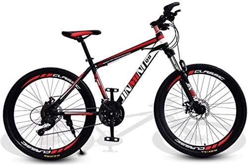 Mountain Bike : HUAQINEI Mountain Bikes, 24 inch mountain bike adult men and women variable speed mobility bicycle 40 wheels Alloy frame with Disc Brakes (Color : Black red, Size : 30 speed)