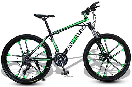 Mountain Bike : HUAQINEI Mountain Bikes, 24 inch mountain bike adult men and women variable speed mobility bicycle ten wheels Alloy frame with Disc Brakes (Color : Dark green, Size : 27 speed)