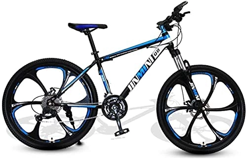 Mountain Bike : HUAQINEI Mountain Bikes, 24 inch mountain bike adult men and women variable speed transportation bicycle six wheels Alloy frame with Disc Brakes (Color : Black blue, Size : 21 speed)