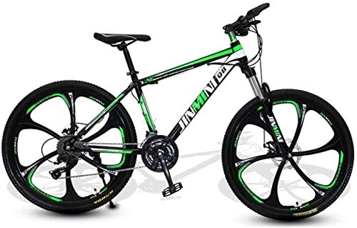 Mountain Bike : HUAQINEI Mountain Bikes, 24 inch mountain bike adult men and women variable speed transportation bicycle six wheels Alloy frame with Disc Brakes (Color : Dark green, Size : 21 speed)