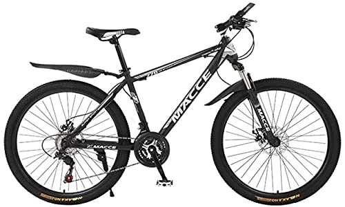 Mountain Bike : HUAQINEI Mountain Bikes, 24 inch mountain bike bicycle male and female adult variable speed spoke wheel shock absorbing bicycle Alloy frame with Disc Brakes (Color : Black and white, Size : 21 speed)