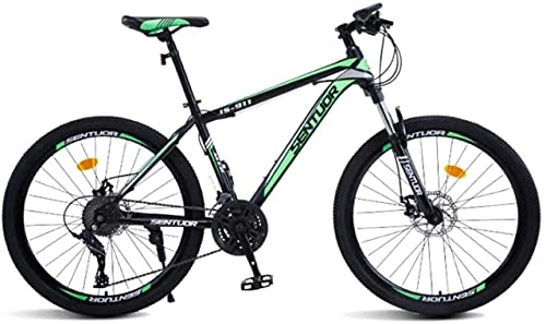 Mountain Bike : HUAQINEI Mountain Bikes, 24 inch mountain bike cross-country variable speed racing light bicycle 40 wheels Alloy frame with Disc Brakes (Color : Dark green, Size : 27 speed)