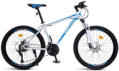 Mountain Bike : HUAQINEI Mountain Bikes, 24 inch mountain bike cross-country variable speed racing light bicycle 40 wheels Alloy frame with Disc Brakes (Color : White blue, Size : 27 speed)