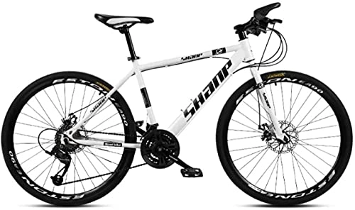 Mountain Bike : HUAQINEI Mountain Bikes, 24 inch mountain bike male and female adult super light variable speed bicycle spoke wheel Alloy frame with Disc Brakes (Color : White, Size : 30 speed)