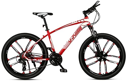 Mountain Bike : HUAQINEI Mountain Bikes, 24-inch mountain bike male and female adult ultralight racing light bicycle ten-knife wheel Alloy frame with Disc Brakes (Color : Red, Size : 24 speed)