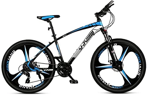 Mountain Bike : HUAQINEI Mountain Bikes, 24 inch mountain bike male and female adult ultralight racing light bicycle tri- Alloy frame with Disc Brakes (Color : Black blue, Size : 27 speed)