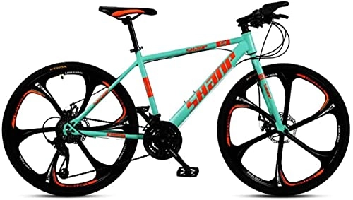 Mountain Bike : HUAQINEI Mountain Bikes, 24 inch mountain bike male and female adult ultralight variable speed bicycle six-wheel Alloy frame with Disc Brakes (Color : Green, Size : 27 speed)