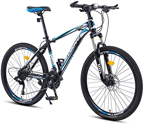 Mountain Bike : HUAQINEI Mountain Bikes, 24 inch mountain bike male and female adult variable speed racing ultra-light bicycle 40 wheels Alloy frame with Disc Brakes (Color : White blue, Size : 21 speed)