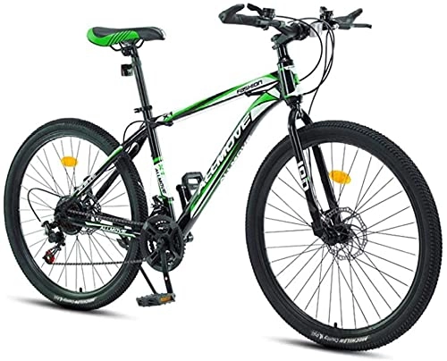 Mountain Bike : HUAQINEI Mountain Bikes, 24 inch mountain bike male and female adult variable speed racing ultra-light bicycle spoke wheel Alloy frame with Disc Brakes (Color : Dark green, Size : 21 speed)