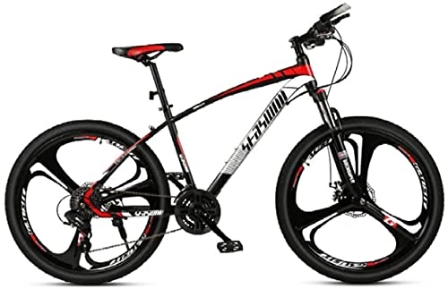 Mountain Bike : HUAQINEI Mountain Bikes, 24 inch mountain bike men and women adult ultralight racing light bicycle tri- No. 1 Alloy frame with Disc Brakes (Color : Black red, Size : 21 speed)